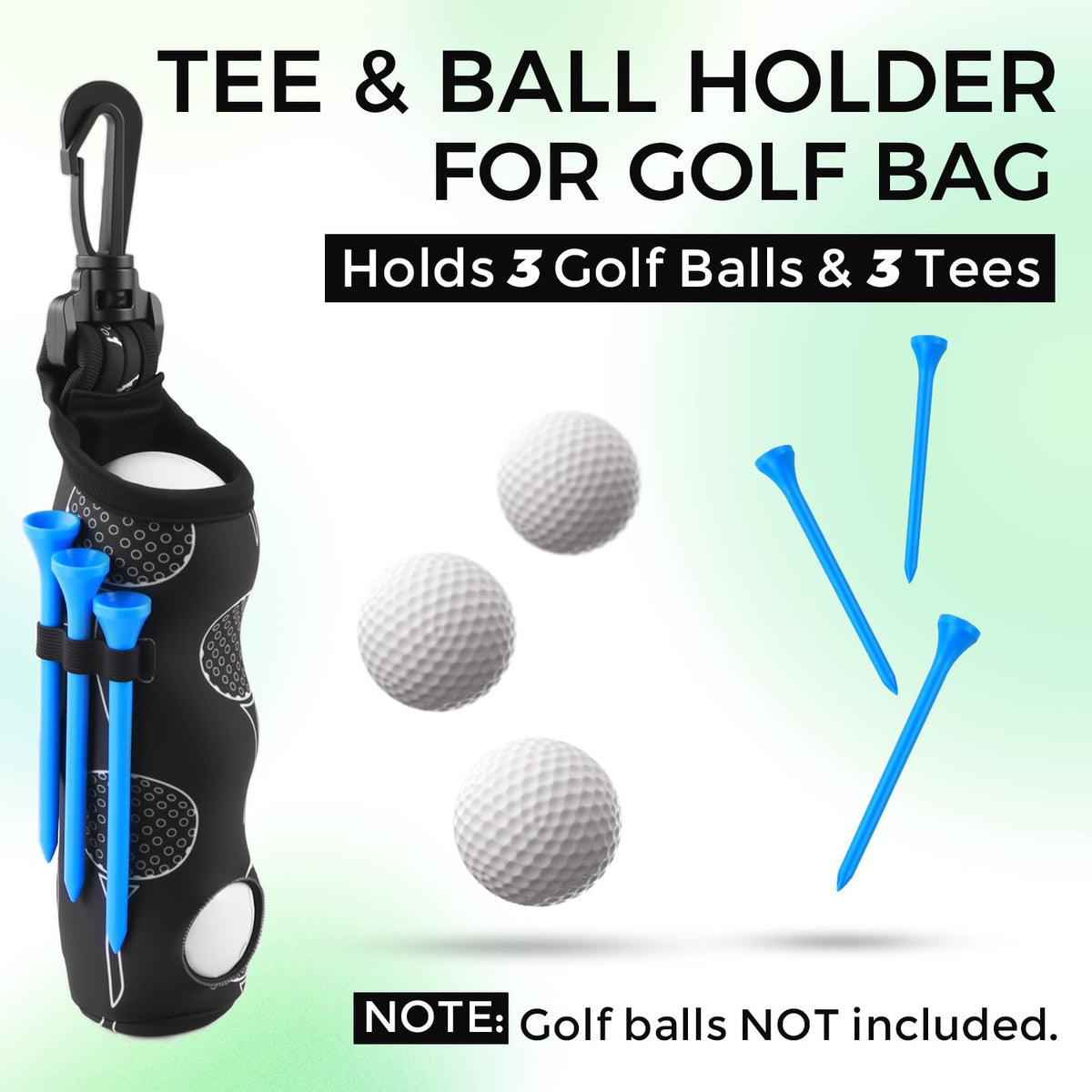 Golfupp ball-tee-holder enables one-handed access to ball and tees