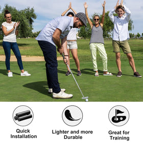 Includes two standard double-layer golf balls for immediate practice sessions