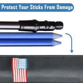 Golfupp leather quilted stick case with premium stitching for protection.