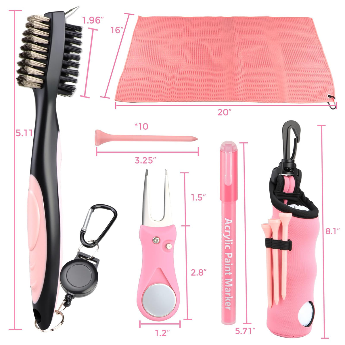Golfupp pink golf accessory kit blends style with practical organization