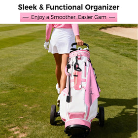Golfupp pink quick-clip carabiner attaches tools to your bag