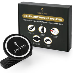 GOLFYN magnetic golf cart phone holder mounted for easy GPS access