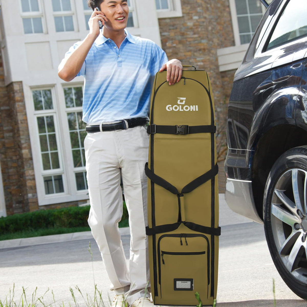 Goloni adjustable storage strap folds compactly for tidy storage.