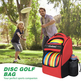 Goloni disc golf bag uses 600D material for lightweight durability.