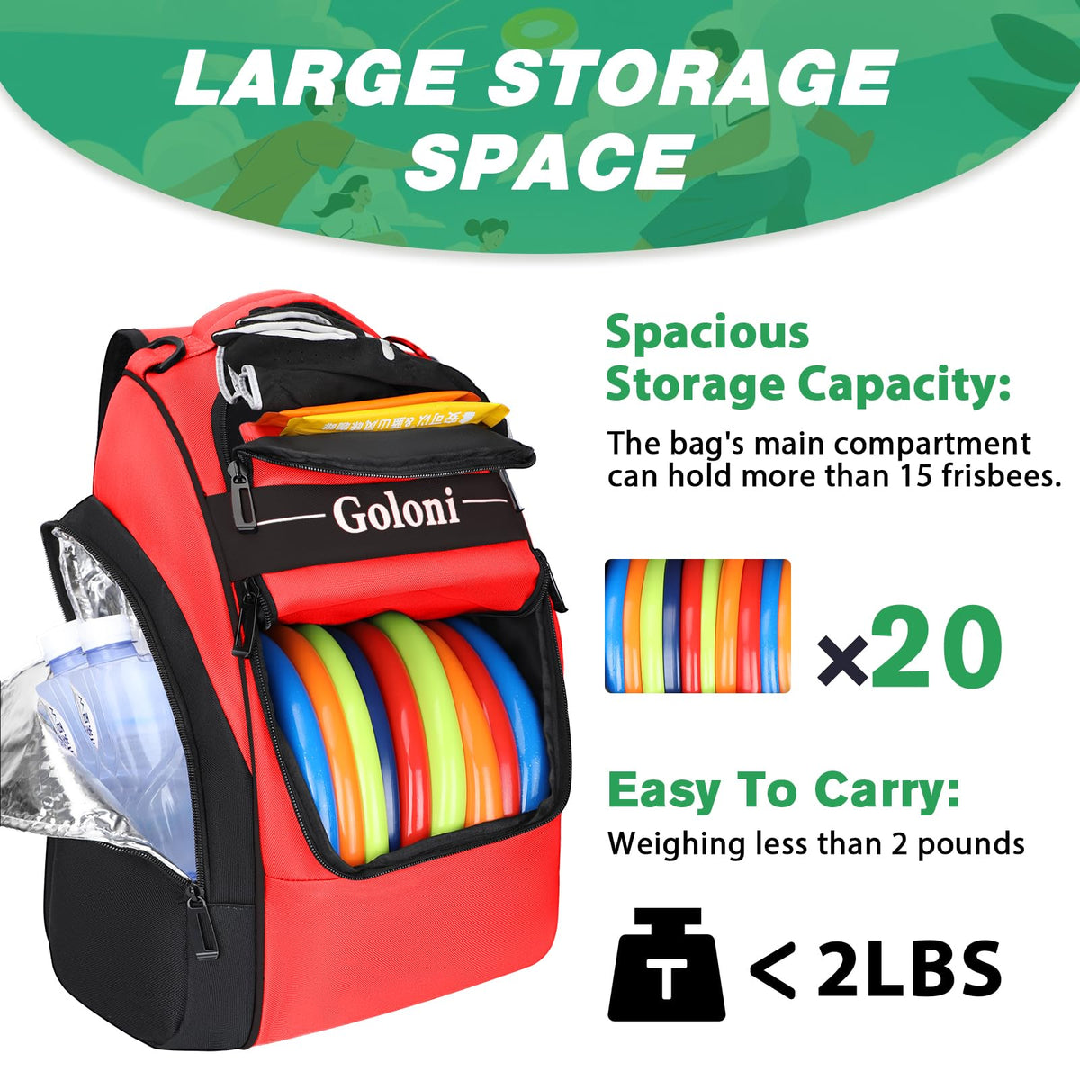 Goloni bag elastic water bottle pocket for quick hydration on the course.