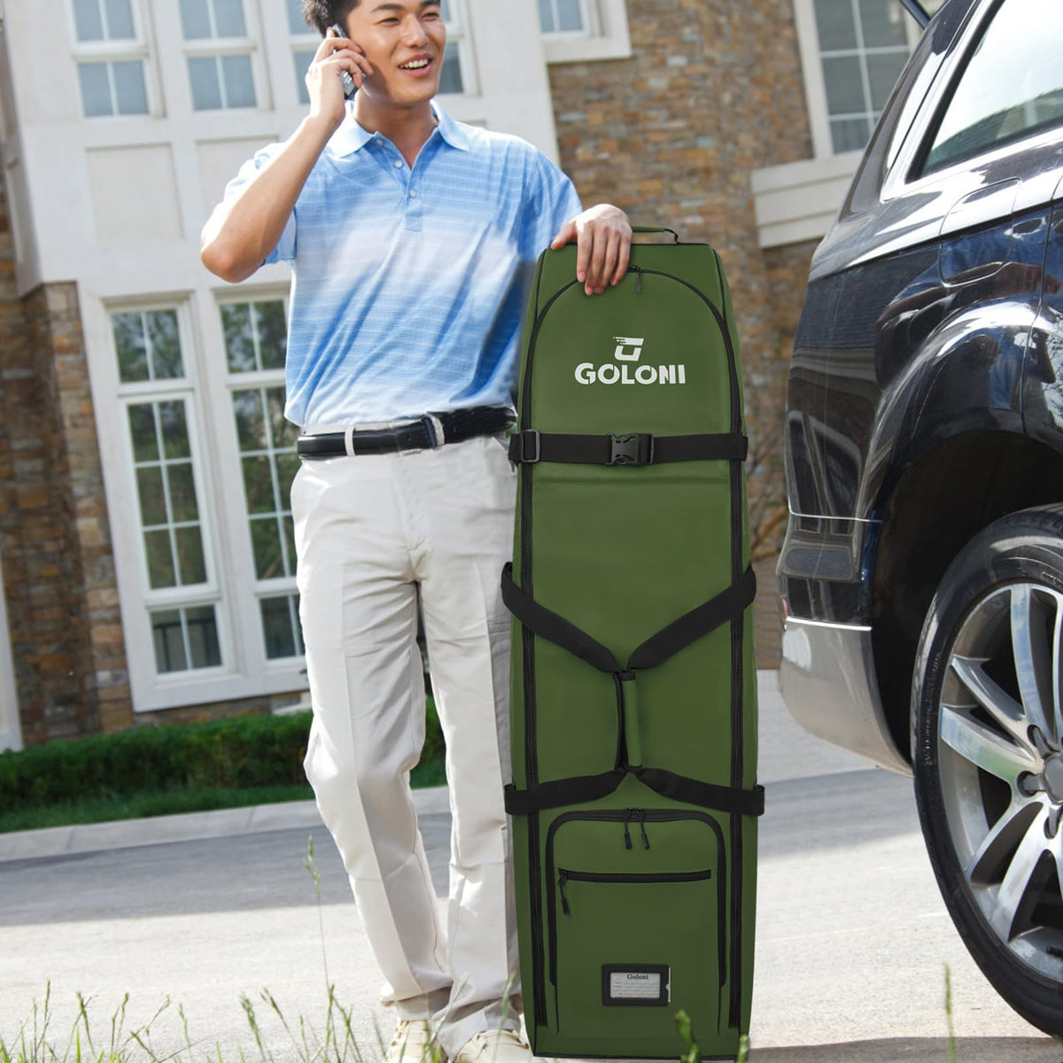 Goloni universal fit accommodates most standard golf bags for trips