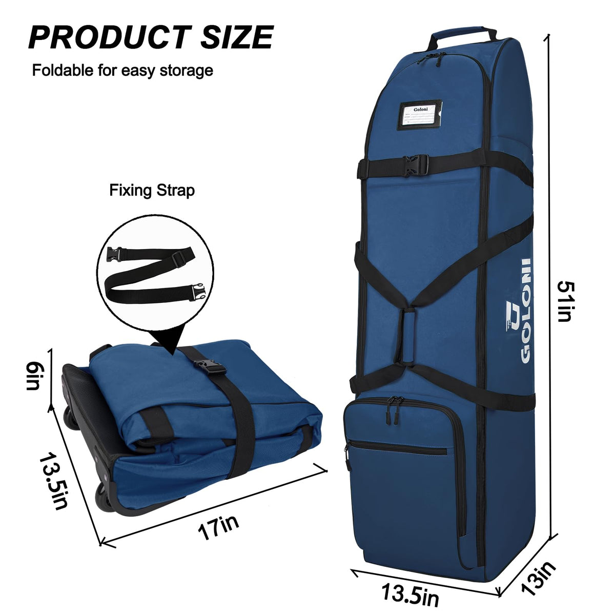 Goloni full 14-club capacity keeps a complete set organized during trips.