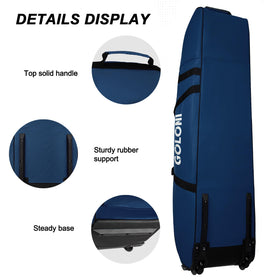 Goloni blue golf travel bag ready for flight and on-the-go storage.