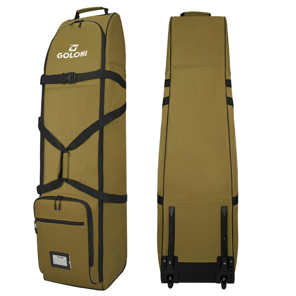 Goloni golf travel bag with wheels for effortless airport transport and smooth journeys.