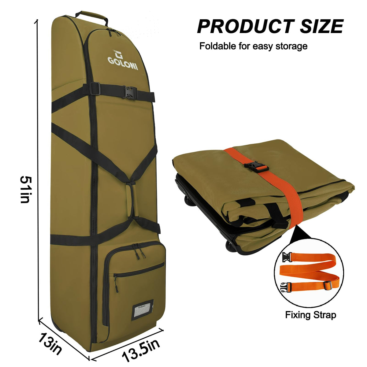 Goloni heavy-duty water-resistant golf bag protects clubs in all weather.