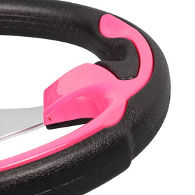 GONMOT pink steering wheel adapter installation demonstrates easy setup and secure fit.