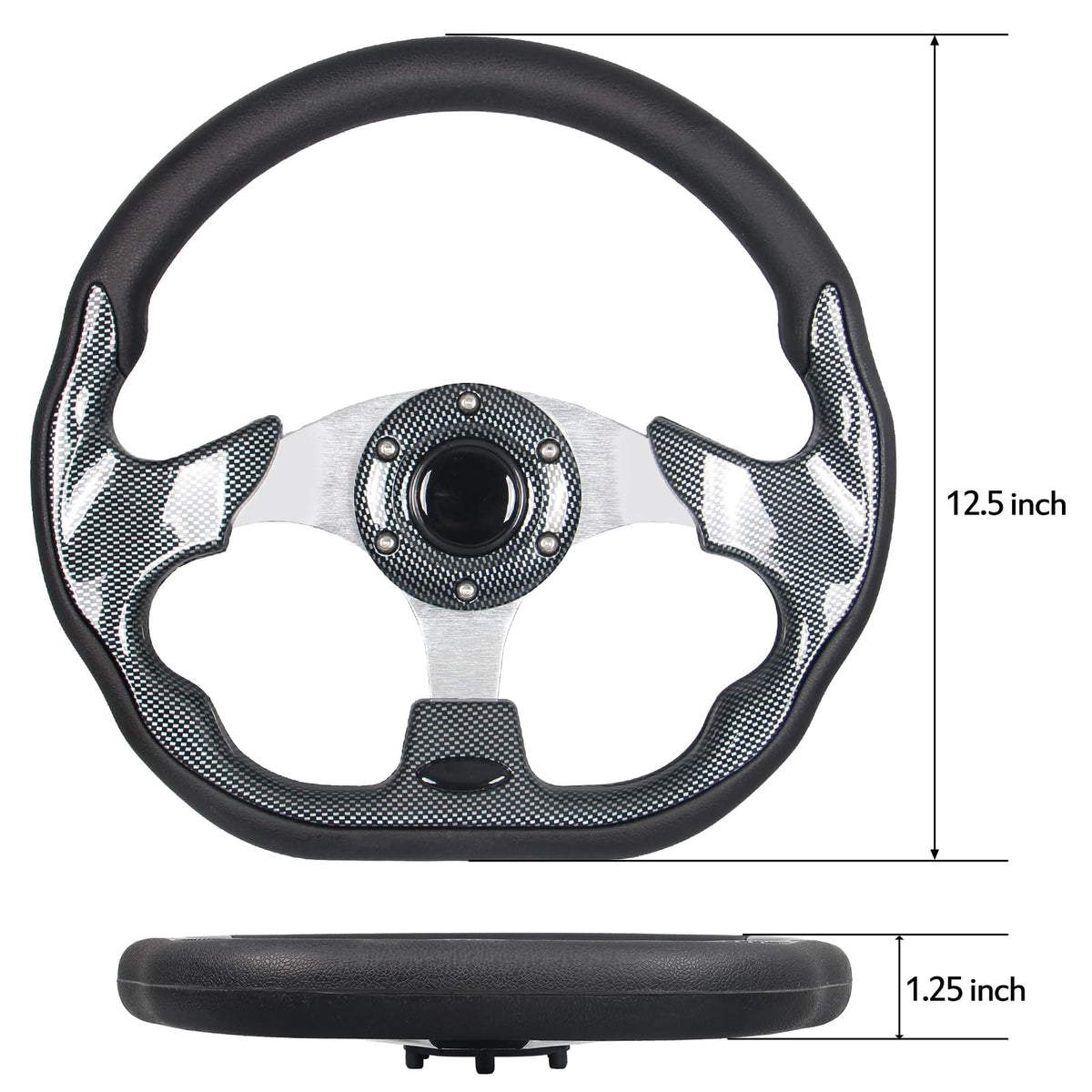GONMOT silver aluminum frame steering wheel adds durability and premium feel.