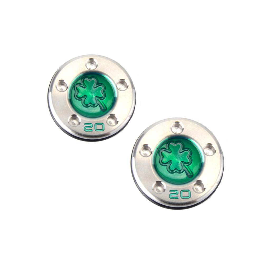 GOOACTION golf putter weights with green four-leaf clover pattern for balance.
