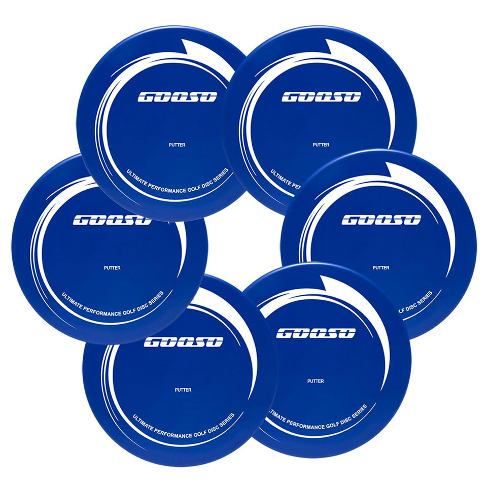 GOOSO disc golf putter six‑disc set pack for family practice and customization.