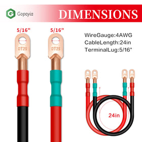 Gopayia 4 AWG cables with 5/16 inch lugs for EZGO and other posts