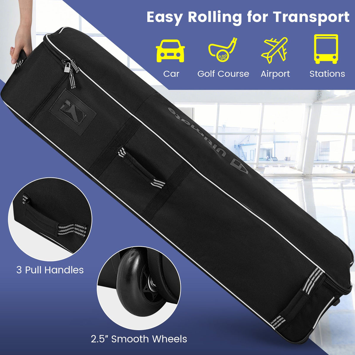 Goplus anti-slip foot pads stabilize the bag on varied surfaces