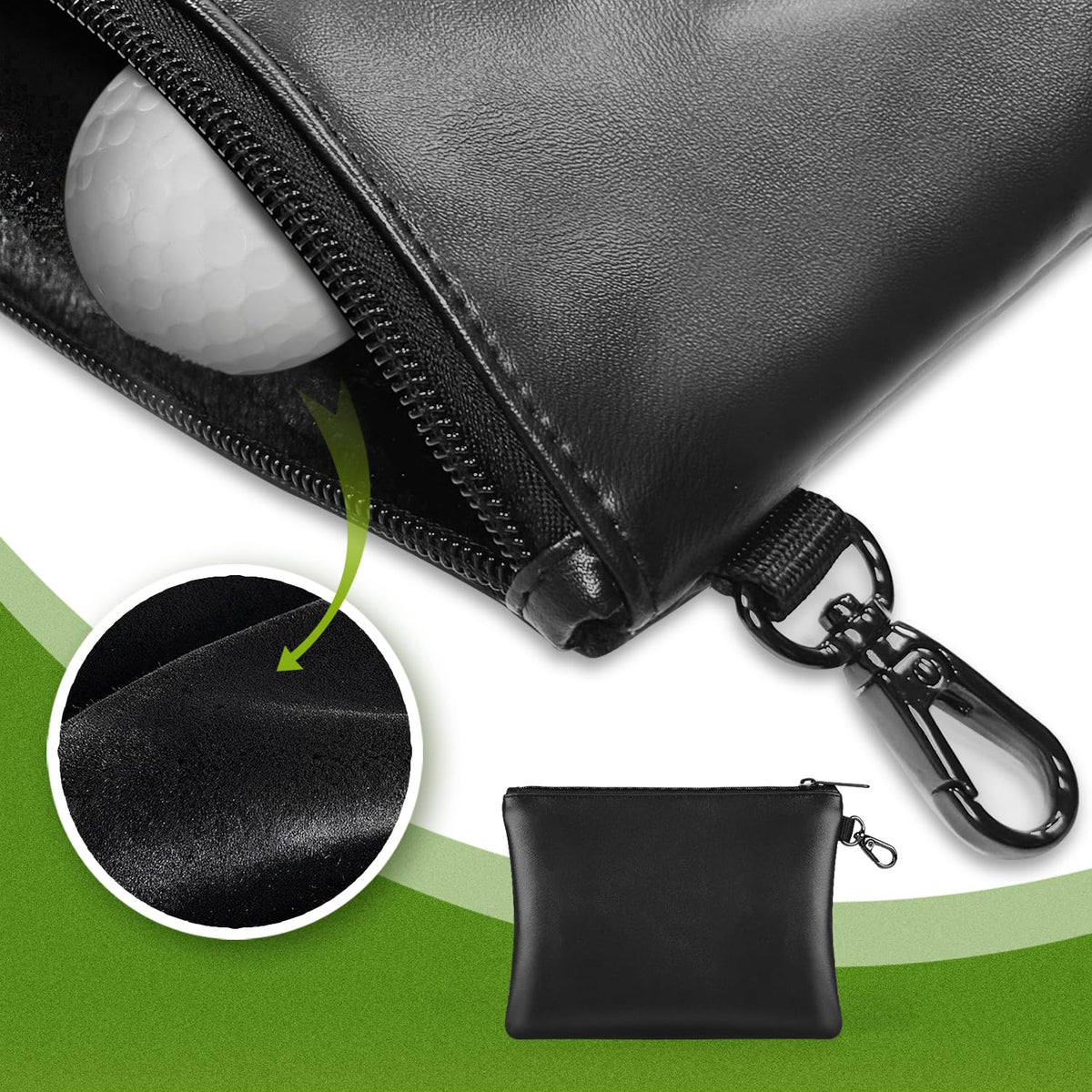 Gorbado Golf Tee Pouch interior stores tees, pencils, and ball markers