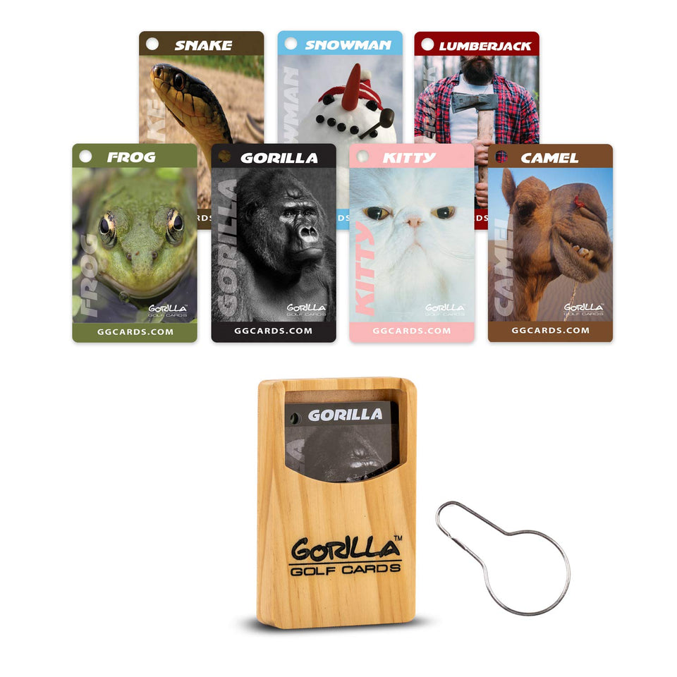 Gorilla Golf Cards solid wood case protecting cards on the course