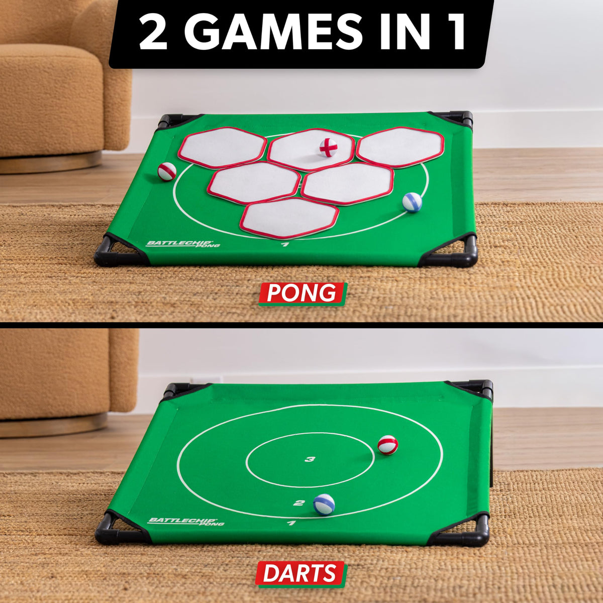 GoSports BattleChip Pong mats help you aim and chip from any lawn or living room.