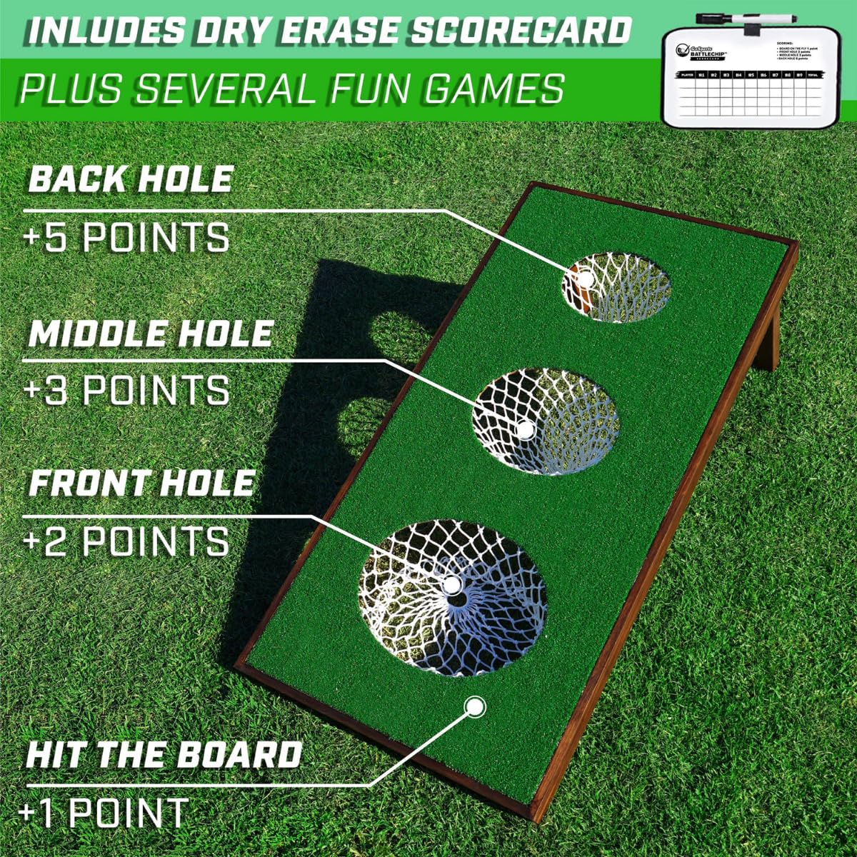 GoSports BattleChip Pro scorecard keeps nine-hole scores organized.