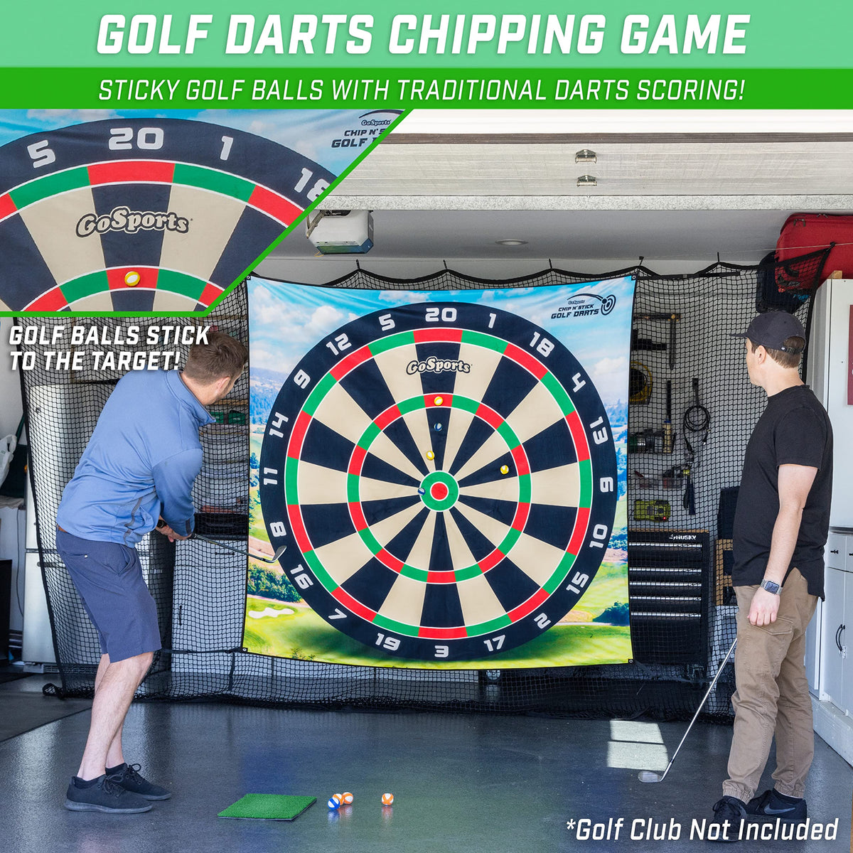 GoSports Chip N' Stick Balls multicolor 12-pack sticks to the target.