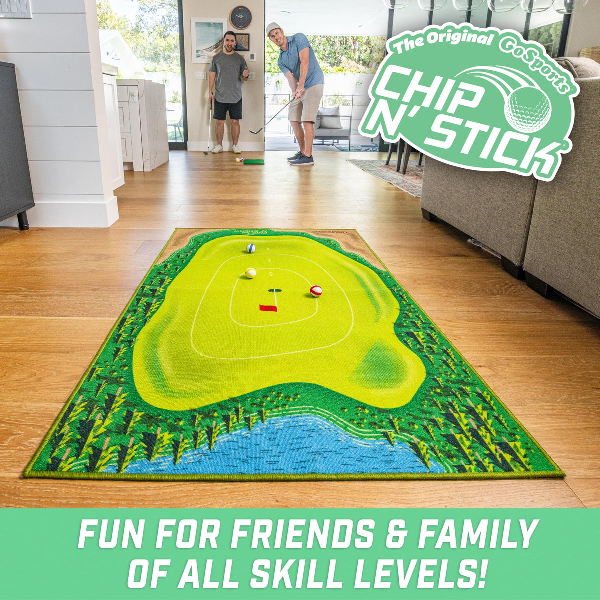 GoSports Chip N' Stick chipping mat set up for practice and gameplay