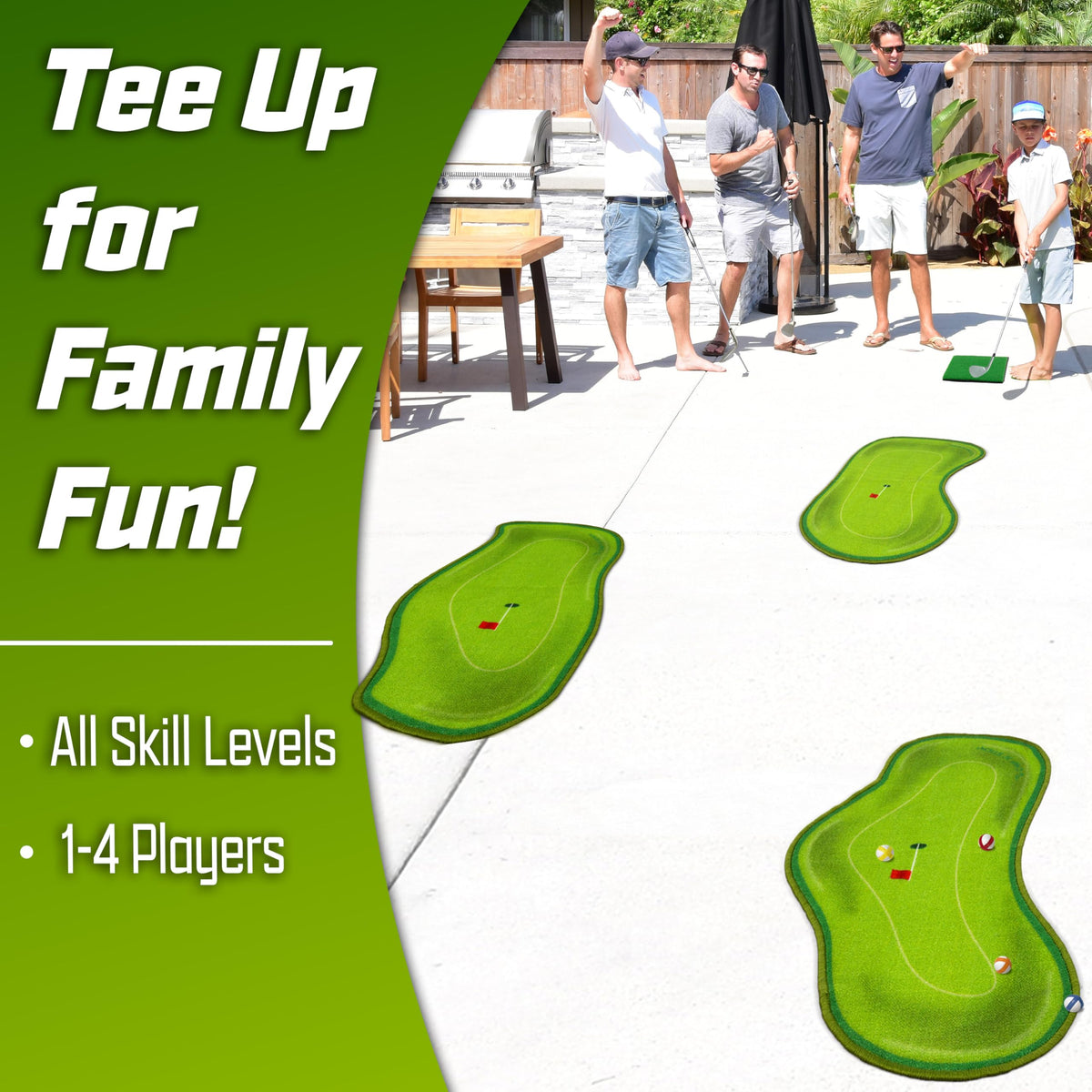 GoSports Chip N' Stick Links chipping mat setup for indoor and outdoor use.
