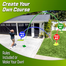 GoSports Chip N' Stick Links course layout with three reusable greens.