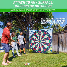 GoSports fabric-dartboard target 6.5 ft features bold graphics for darts-style play.