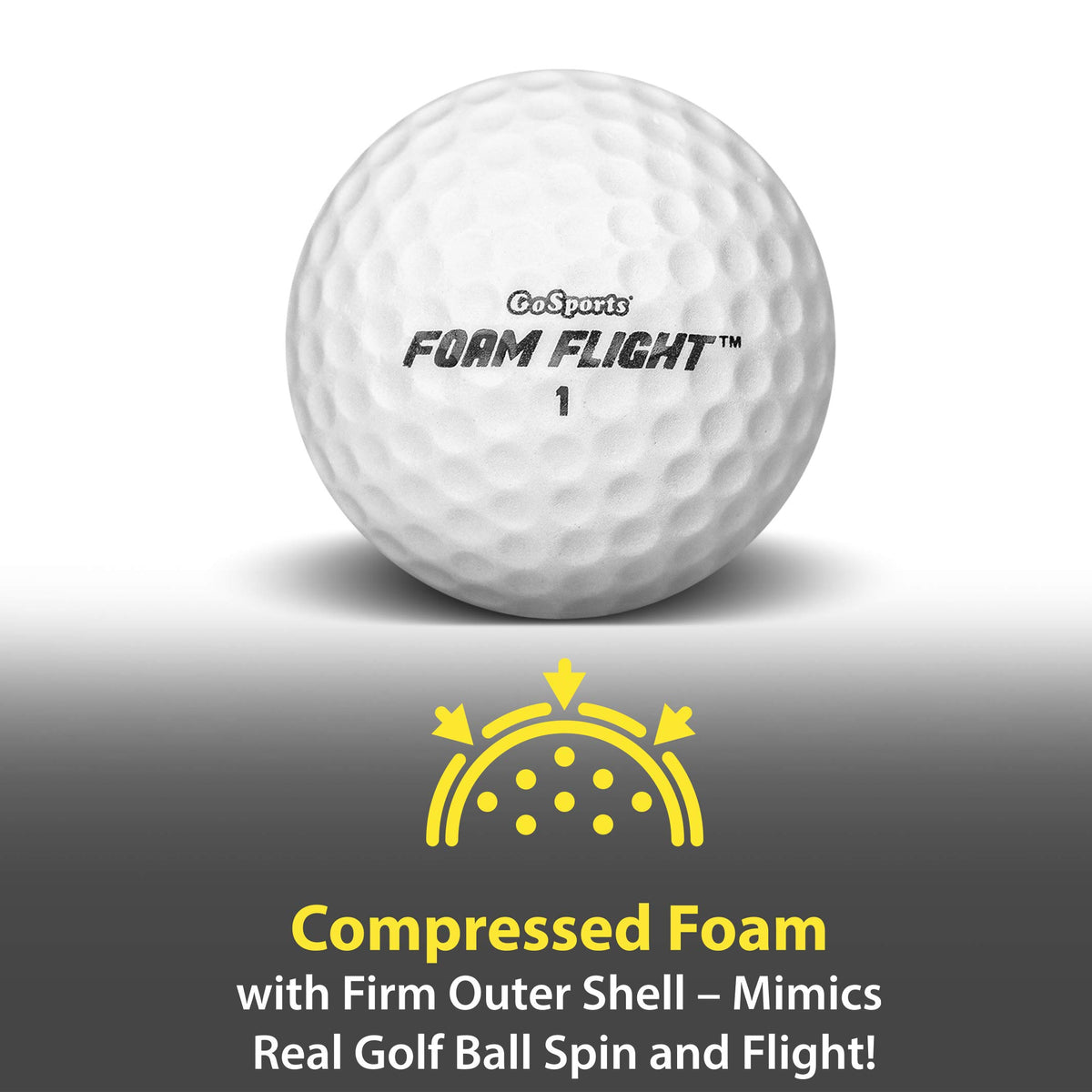 GoSports Foam Flight ball indoor-outdoor versatility for chipping and full shots.