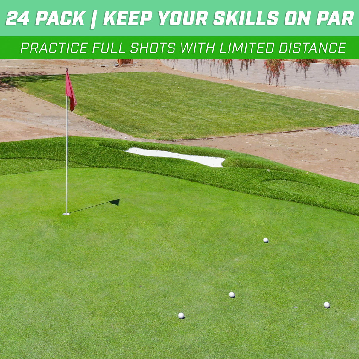 GoSports Foam Flight ball on golf net setup showcases controlled flight practice.