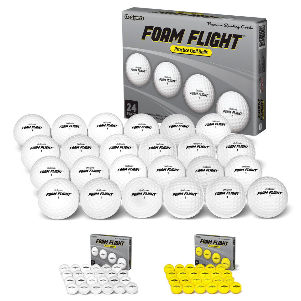 GoSports Foam Flight ball pack in white, ideal for indoor practice and backyards.