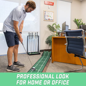 GoSports premium wooden putter stand hardware included with finishing caps for a clean look
