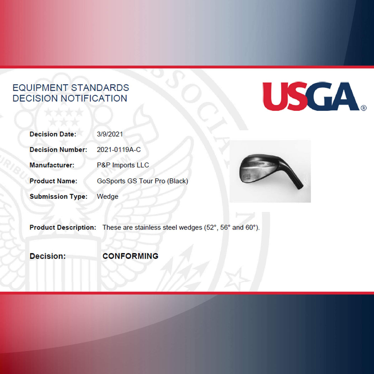 GoSports Tour Pro wedge design by golfers in the USA focusing on control.