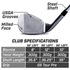 GoSports Tour Pro 56° Sand Wedge satin finish for bunker play and greenside control