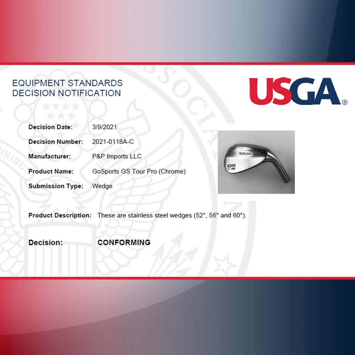 GoSports Tour Pro 60° Lob Wedge black finish for steep, soft landings and high shots