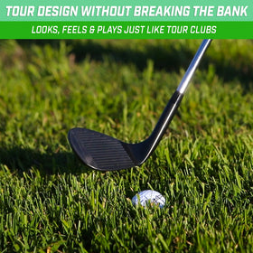 GoSports Tour Pro 60 Lob Wedge on green demonstrating loft and control.