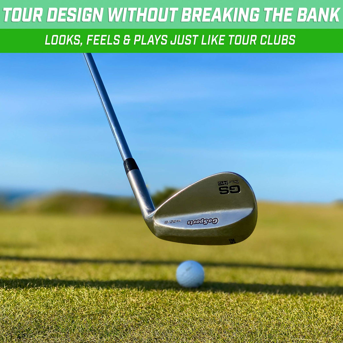 GoSports Tour Pro Wedges with brushed finish exterior and premium tour look.