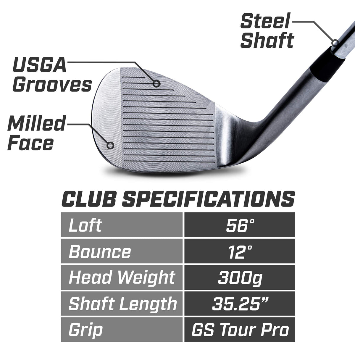 Tour design in brushed finish GoSports Tour Pro wedge with premium look and feel