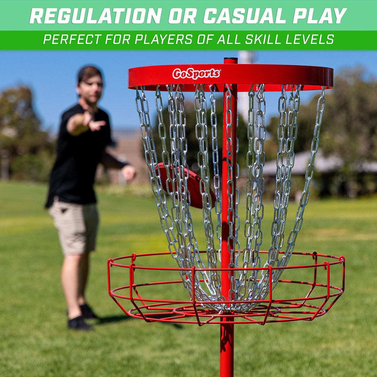 GoSports tournament-practice disc golf setup for friendly competition