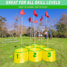 GoSports Yard Links 9-hole setup for home park or beach.