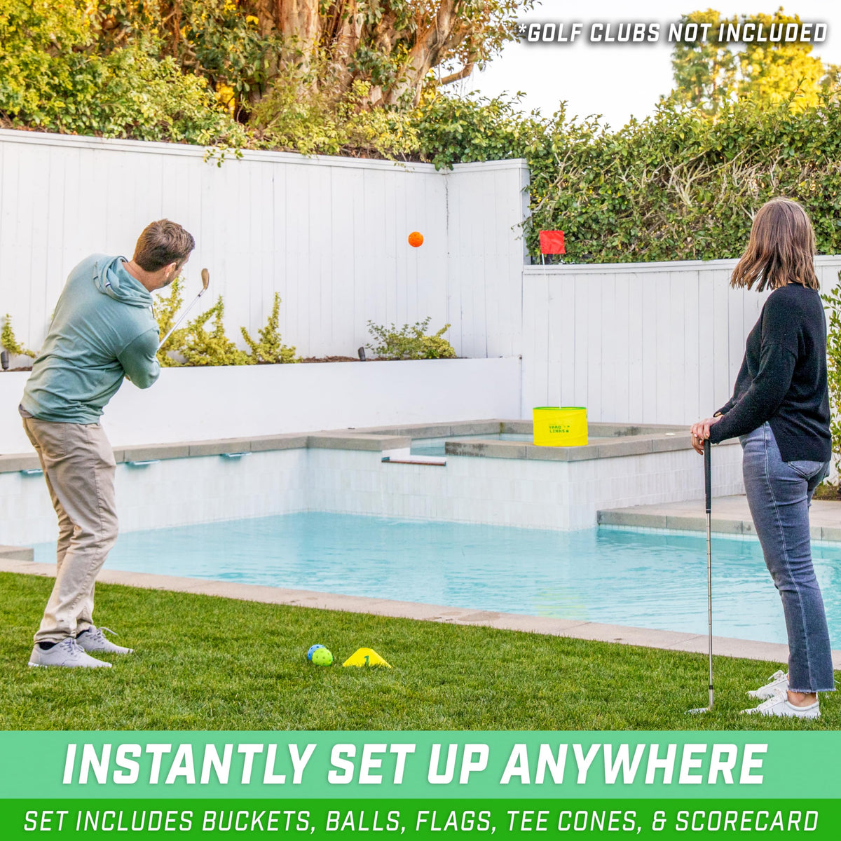 GoSports Yard Links balls—larger, lighter, safer for beginner-friendly play.