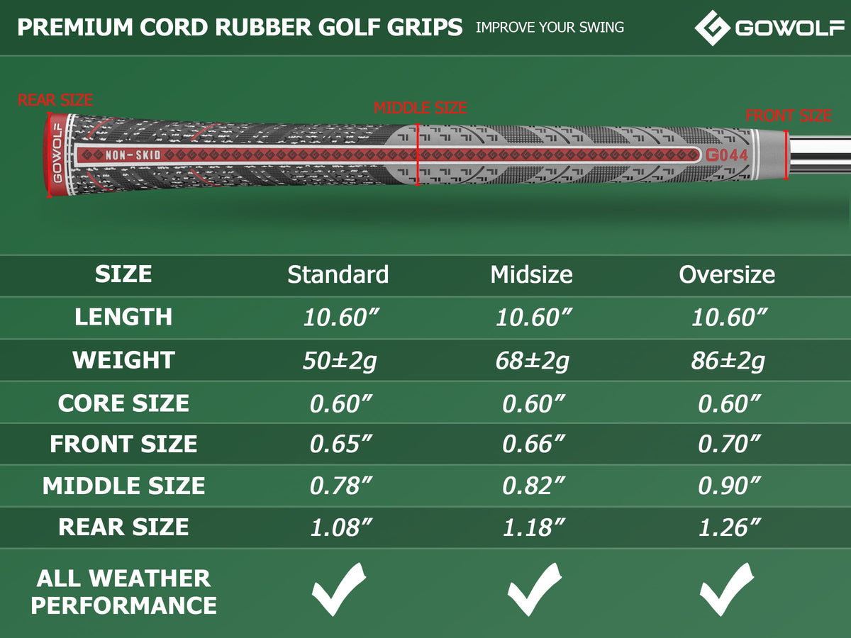 Standard size grip provides balanced feel for most players