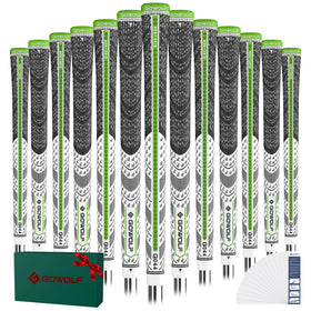 Gowolf cross corded rubber golf grips in green-white midsize offer improved control for precision swings.
