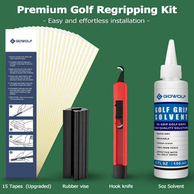 Gowolf packaging and black grip design on display.