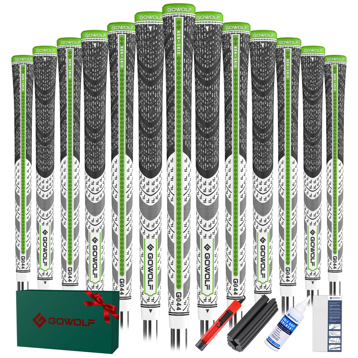 Gowolf cross corded golf grips 13-pack for consistent grip and control.