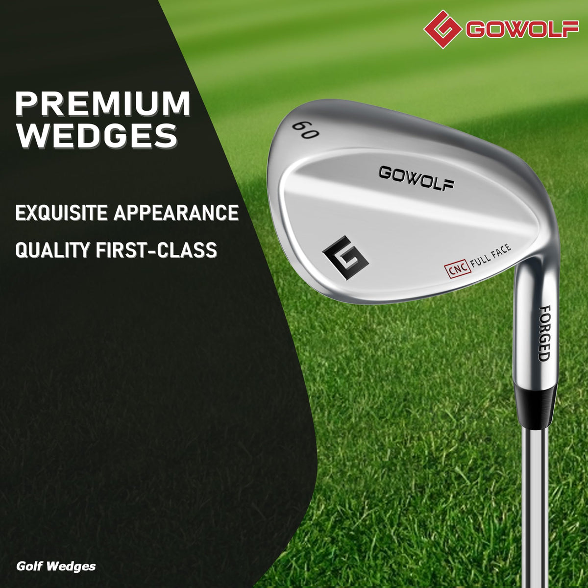 Gowolf forged gap wedge chrome back view showing forgiveness on mis-hits