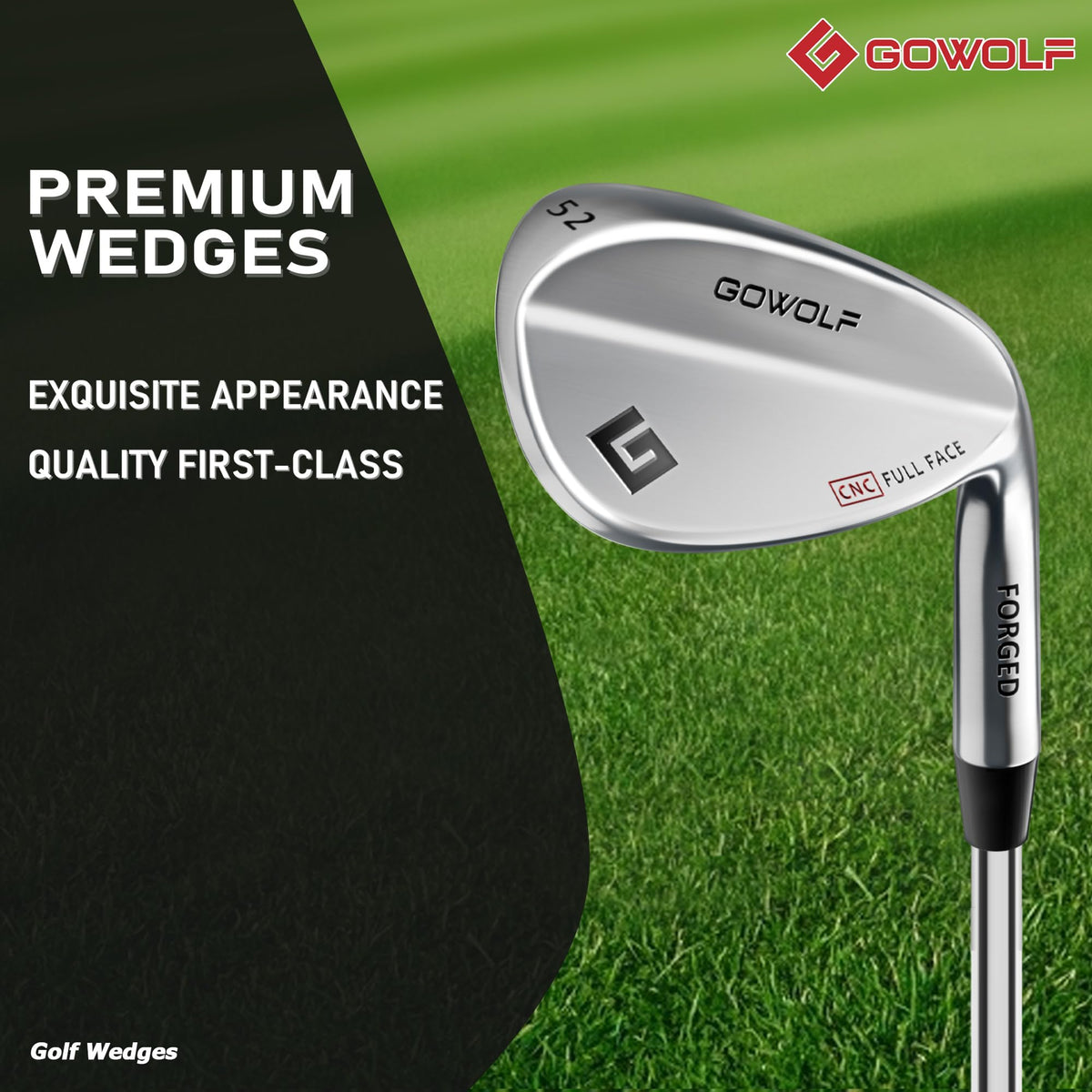Gowolf forged wedge full-face grooves improve spin on off-center hits.