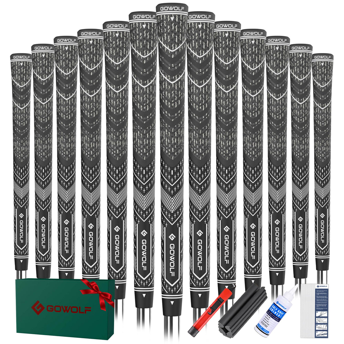 Gowolf golf grip cord-hybrid material for secure holds in all weather.