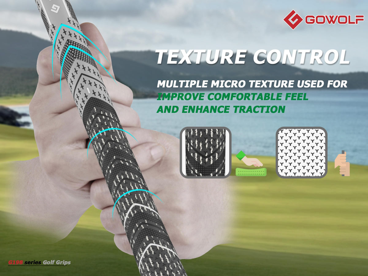 Gowolf golf grip cord low taper design reduces hand tension for smoother control.